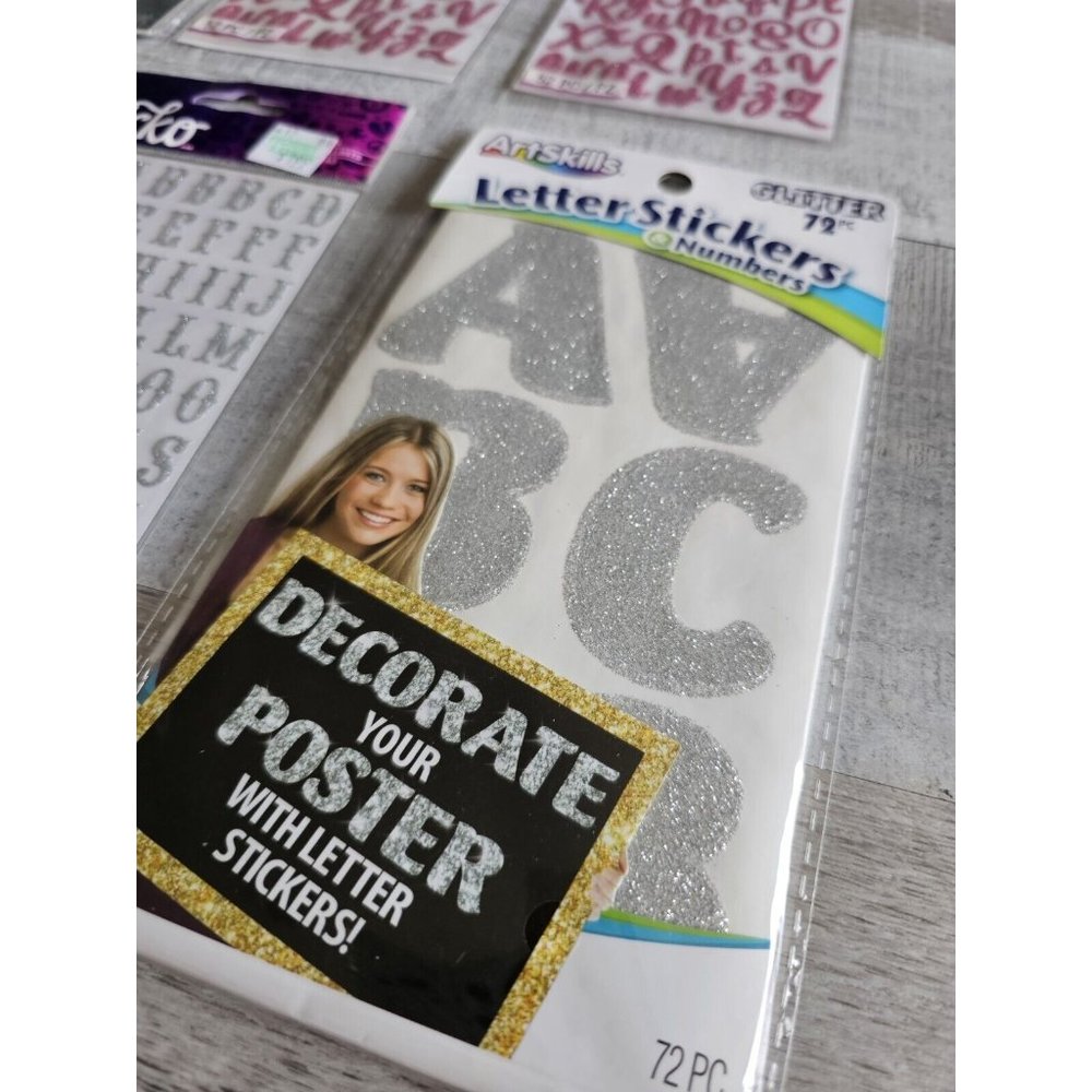 Sticker Lot - Alphabet Scrapbooking Stickers Letters Numbers Sticko Glitter #192 - Picture 3 of 7
